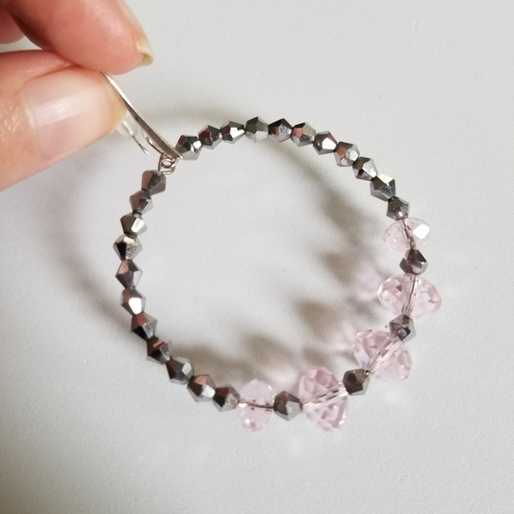 Faceted Bead Hoop Earrings - Picture 5 of 6